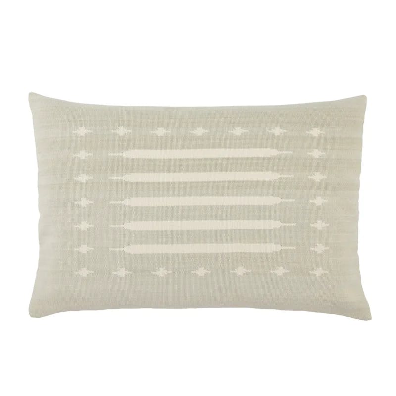 Estela Modern Geometric Cotton Lumbar Pillow - White