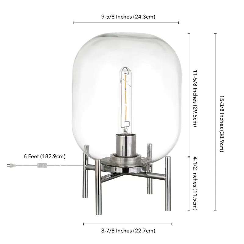 Edison Silver Nickel Finish Globe Glass Table Lamp