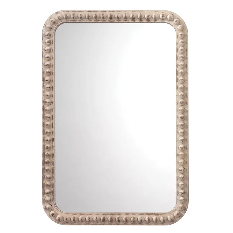 Audrey Classic White Washed Wood Rectangular Wall Mirror