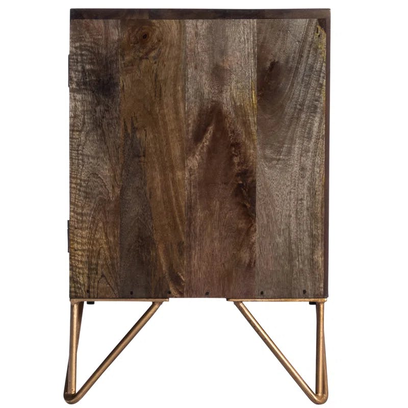 Alda 47'' Minimalist Brown Wood & Brass Inlay TV Stand