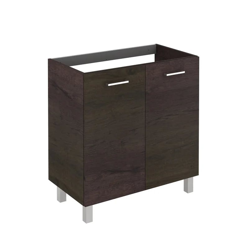Wenge 31.5'' Modern Freestanding Single Vanity Base with Chrome Accents