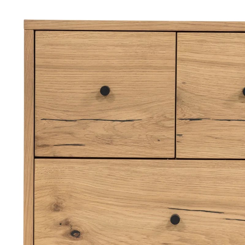 Contemporary Brown 3-Drawer Nightstand in Light Oak Finish