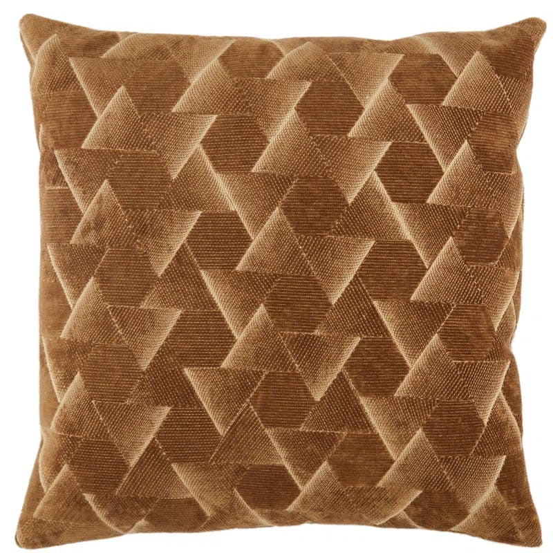 Gretchen Embroidered Brown Cotton 22" Square Throw Pillow Set