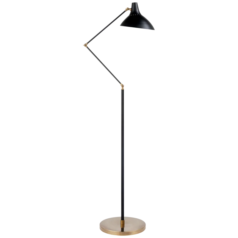 Edison 42" Adjustable Outdoor Floor Lamp in Black and Brass