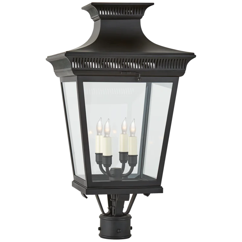 Elsinore Traditional Black Aluminum 4-Light Outdoor Post Lantern