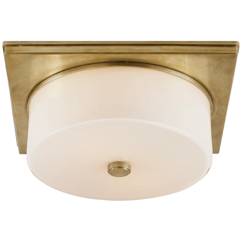 Newhouse Classic White Glass & Antique Brass Flush Mount Light