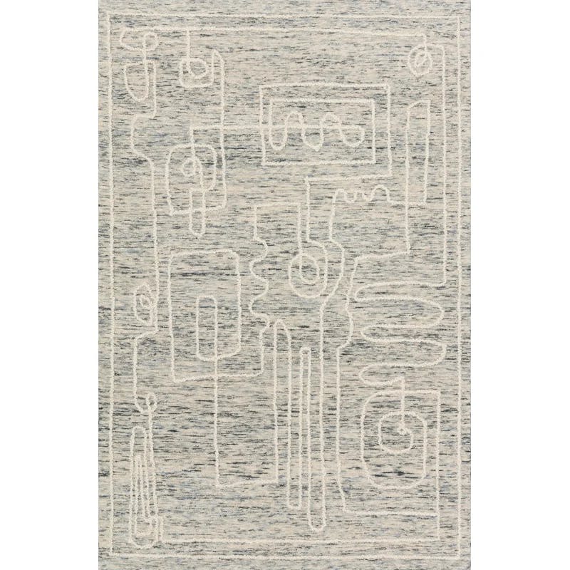 Abstract Geometric Gray Handmade Wool Runner Rug 2'6" x 7'6"