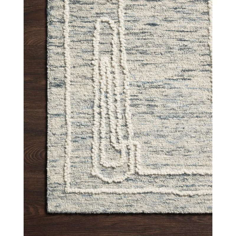 Geometric Abstract Gray Hand-Tufted Wool Rectangular Rug 7'9" x 9'9"