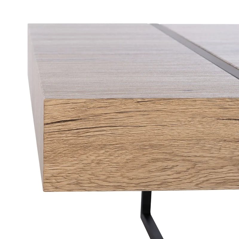 Tristan Natural Black 48" Rectangular Wood Metal Coffee Table