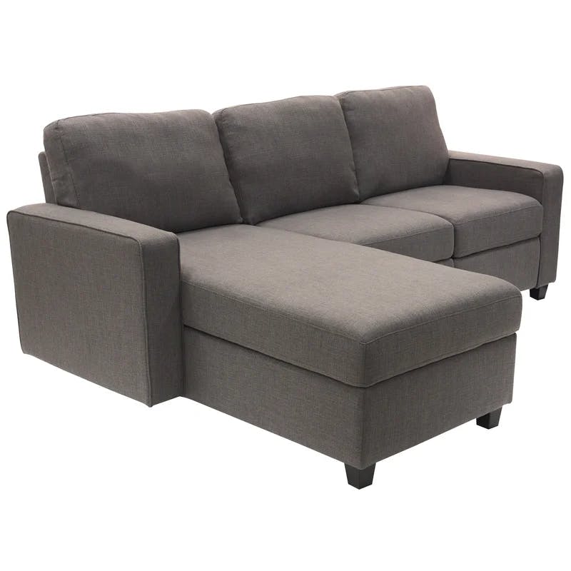 Copenhagen 89'' Gray Microfiber Sectional Sofa with Storage Chaise