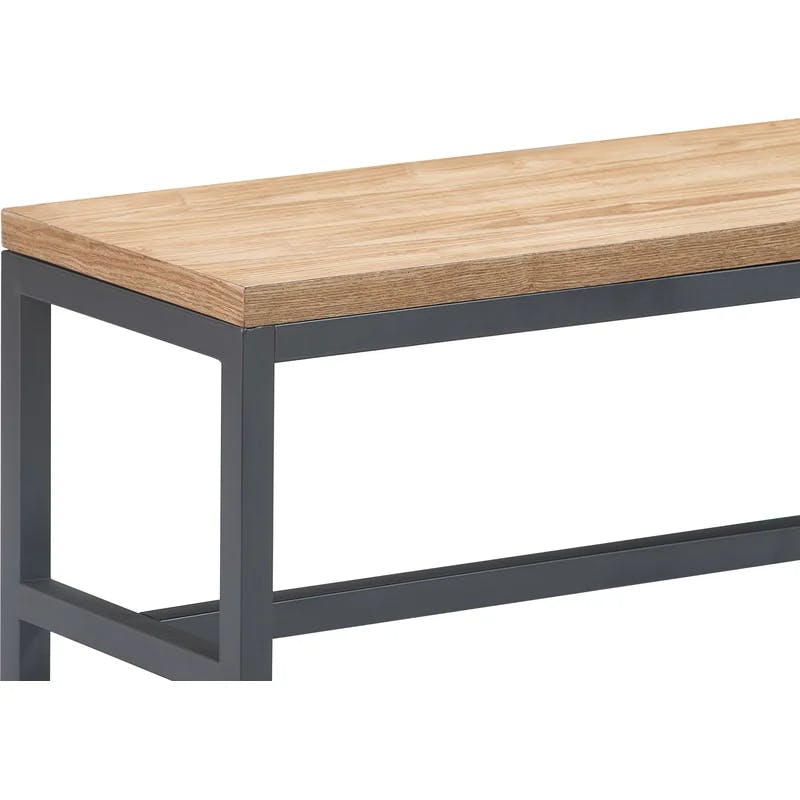 Robson 69'' Light Oak and Black Metal Industrial Dining Bench