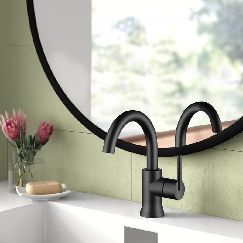Elegant Modern Bronze Single Hole Bathroom Faucet with ADA Compliance