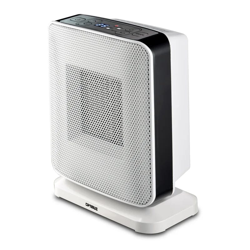 Compact Gray Ceramic Oscillating Heater with Thermostat & Auto Shut-off