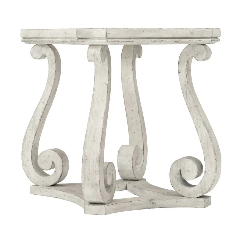 Mirabelle Off-White Wood Octagonal End Table with Scroll Legs