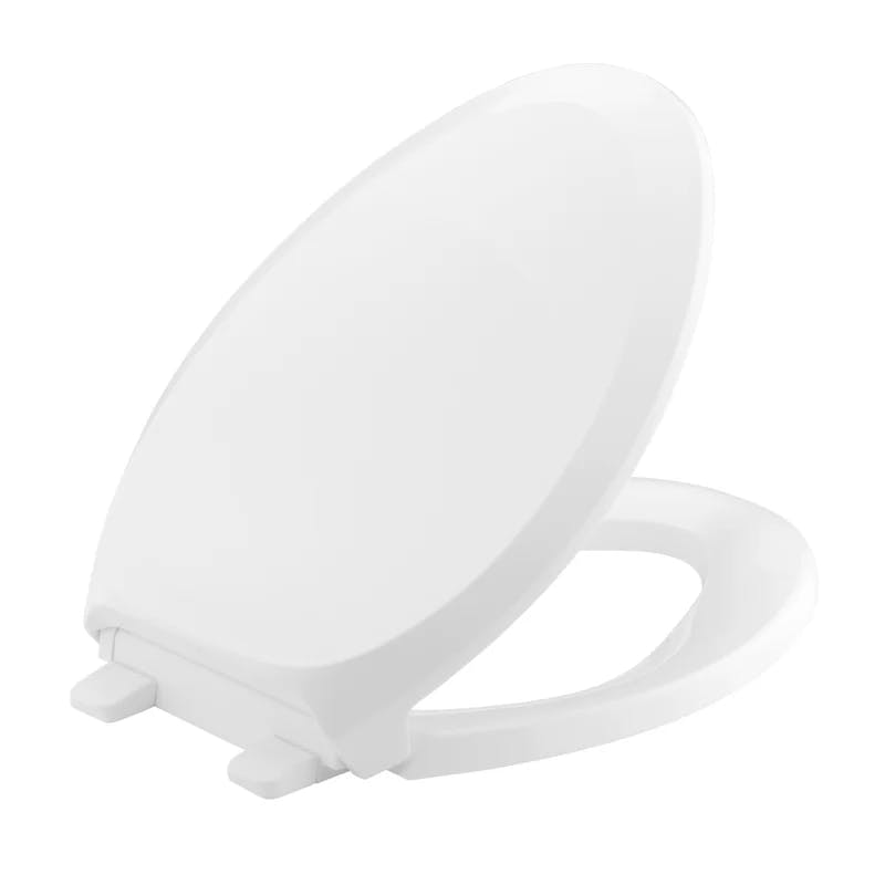 Elegant French Curve Quiet-Close Elongated Toilet Seat in White