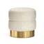 Charlize Cream Boucle Round Accent Stool with Polished Brass Base