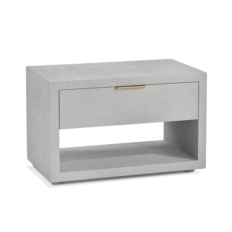 Montaigne Light Grey 1-Drawer Nightstand with Antique Brass Pull