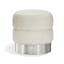 Charlize Cream Boucle Round Accent Stool with Polished Nickel Base