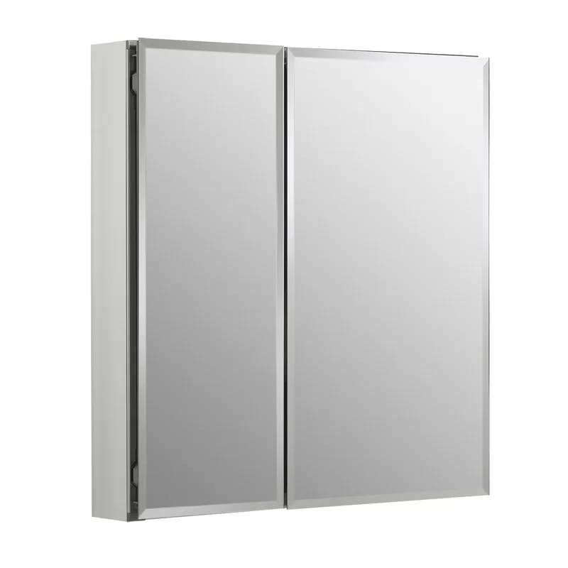 Sleek Frameless 26" H x 25" W Aluminum Medicine Cabinet with Beveled Mirrored Doors