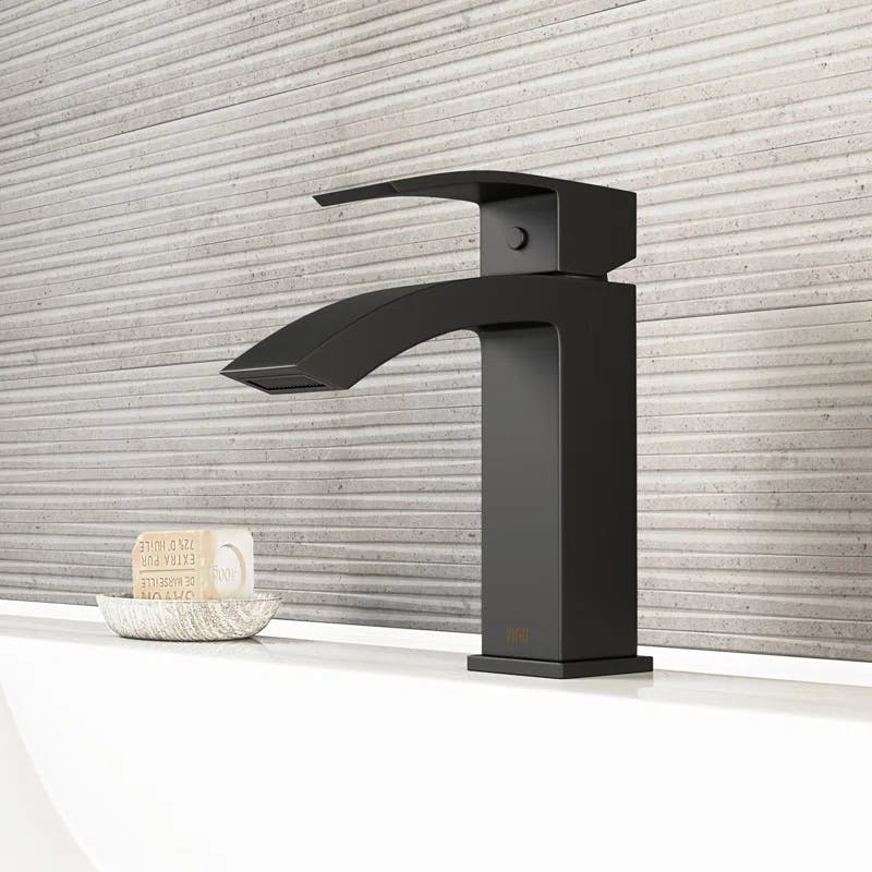 Modern Square Matte Black Single-Hole Brass Bathroom Faucet