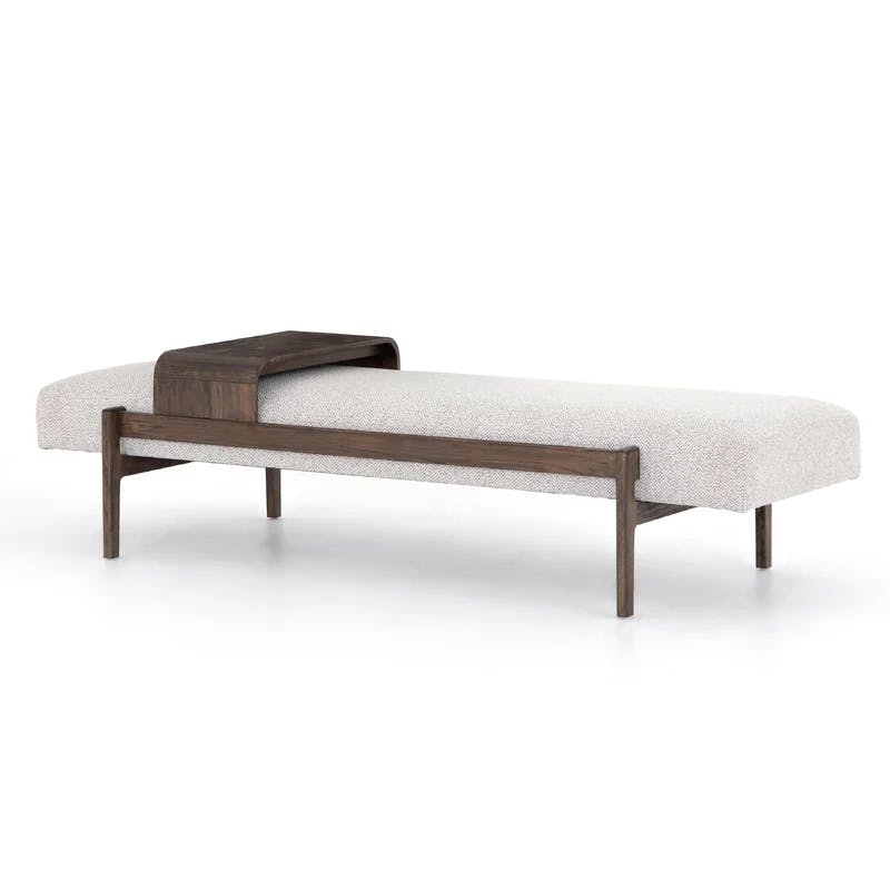 Sienna Vintage Inspired White and Brown Modern Bench