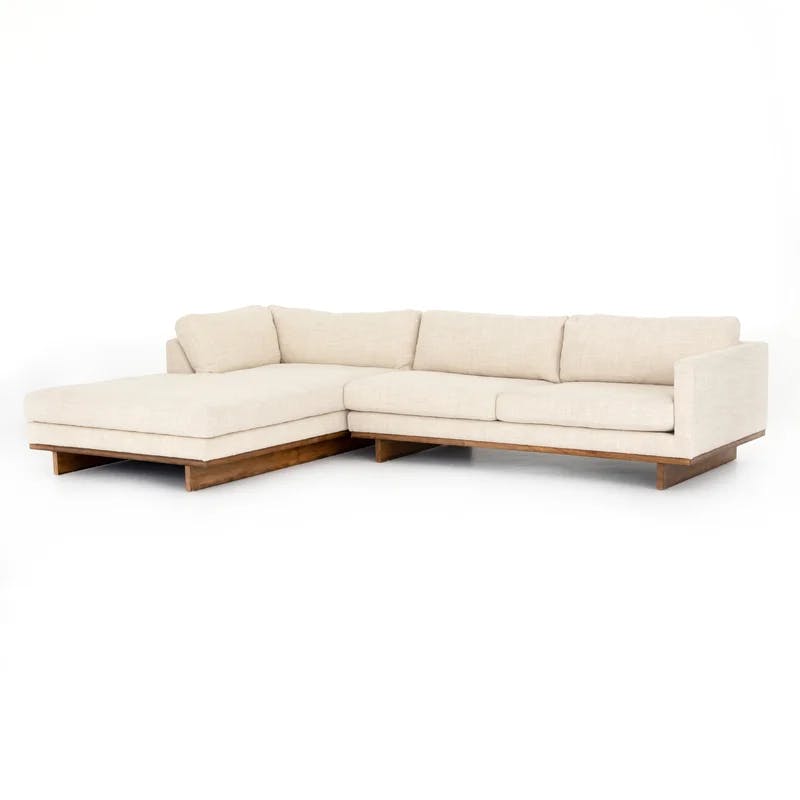 Everly Contemporary Cobblestone Cream 2-Piece Chaise Sectional