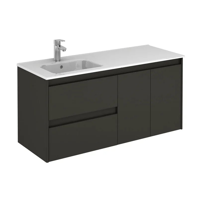 Ambra 48'' Gloss Anthracite Wall-Mounted Single Sink Vanity with Soft Close