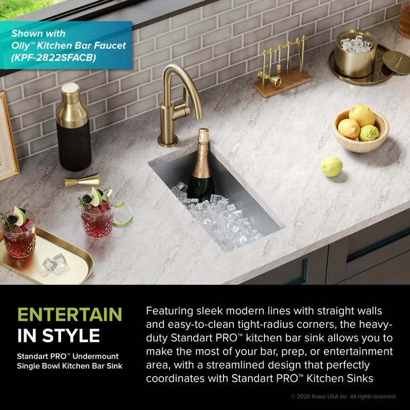 Sleek Modern 18" Stainless Steel Undermount Bar Prep Sink