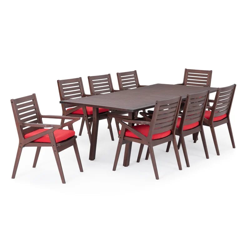 Vaughn Sunset Red 8-Person Rectangular Outdoor Dining Set with Cushions