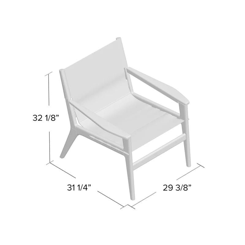 Culkin White Leather and Mahogany Wood Sling Chair