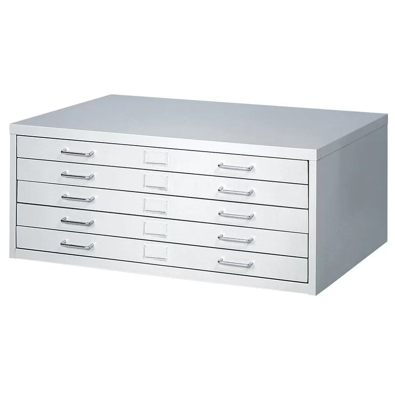 Facil 5-Drawer White Steel Flat File Cabinet, Small