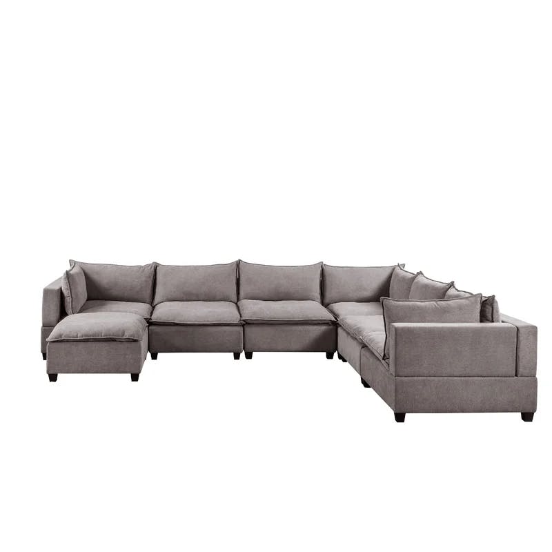 Madison Light Gray Microfiber 7-Piece Sectional with Ottoman