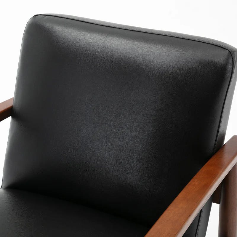 Austin Black Faux Leather Mid-Century Modern Accent Chair