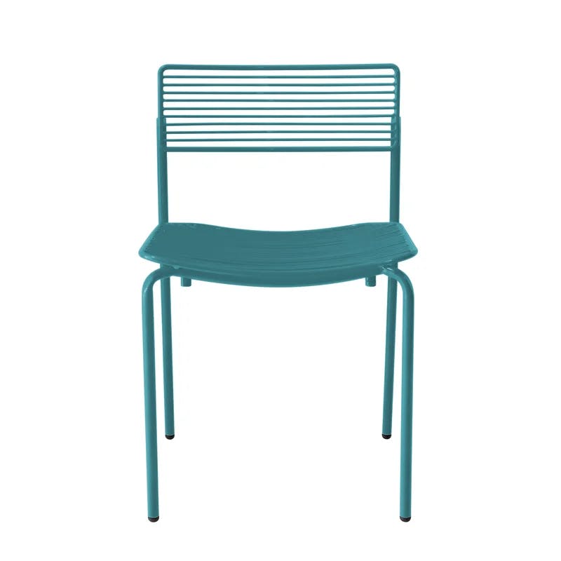 Peacock Blue Iron Stackable Side Chair for Indoor/Outdoor