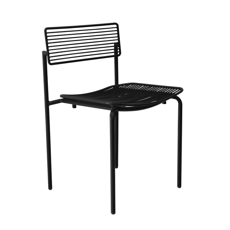 Rachel Black Wrought Iron Stackable Outdoor Dining Chair