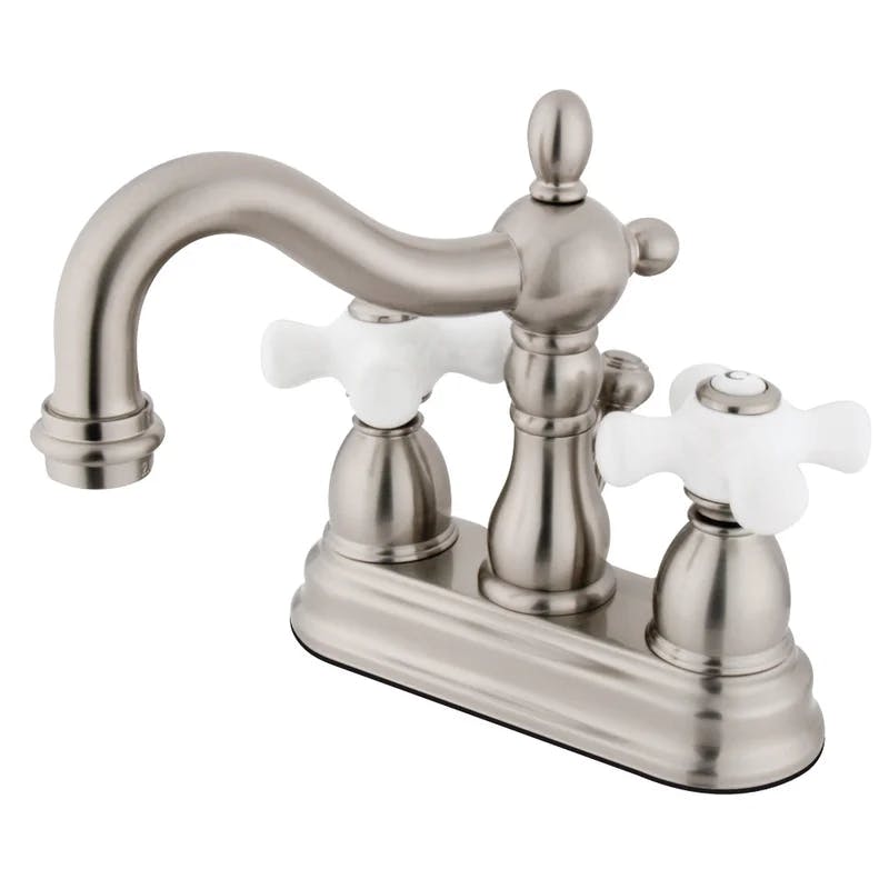 Heritage Victorian Elegance 4" Centerset Satin Nickel Bathroom Faucet