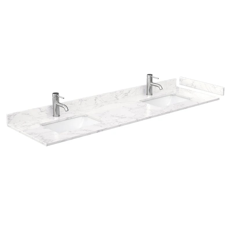 Deborah Contemporary 72'' White Double Freestanding Bathroom Vanity with Marble Top