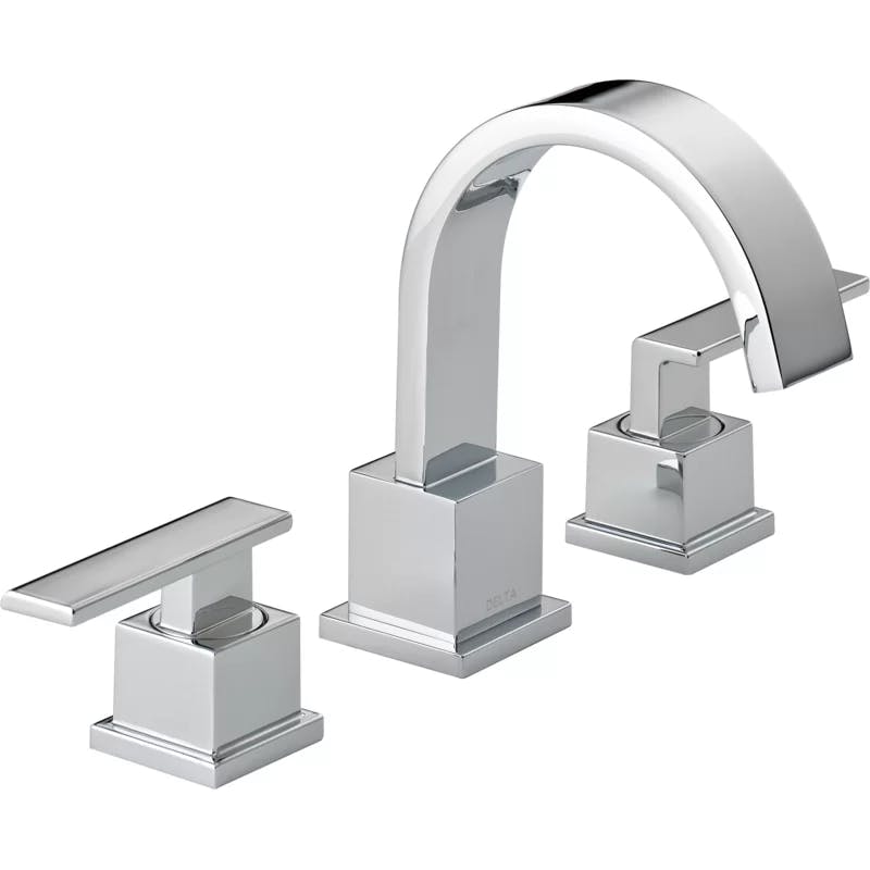 Elegant Arc Chrome Widespread Bathroom Faucet with Metal Handles