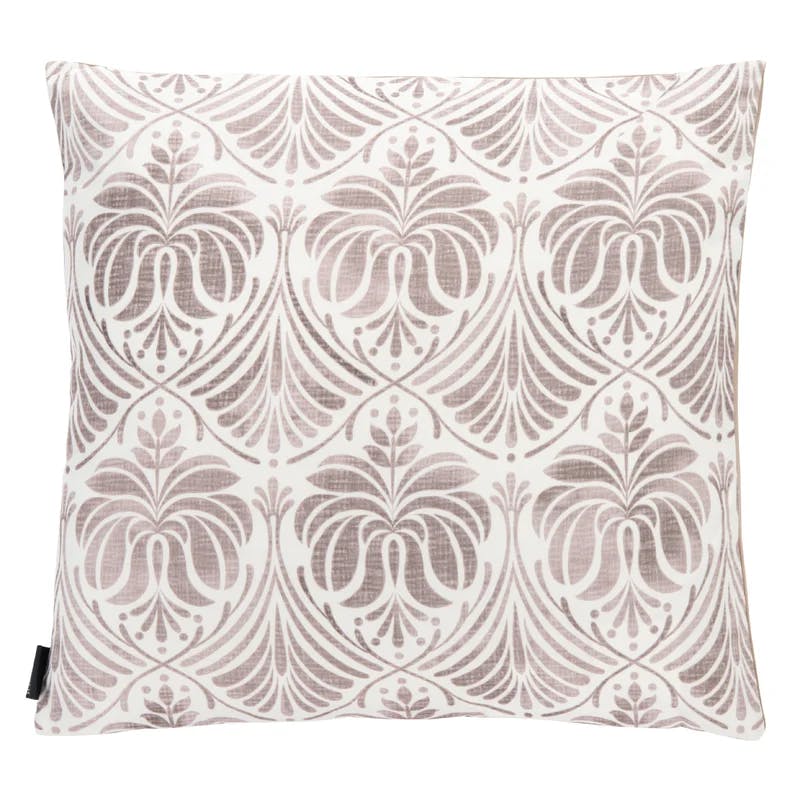 Classic Contemporary Chic Beige & White Cotton Blend Square Throw Pillow