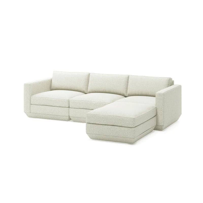 Copenhagen Fossil Plush Modular Sectional with Track Arm and Wood Base