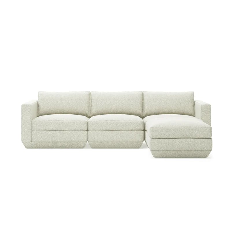 Copenhagen Fossil Plush Modular Sectional with Track Arm and Wood Base