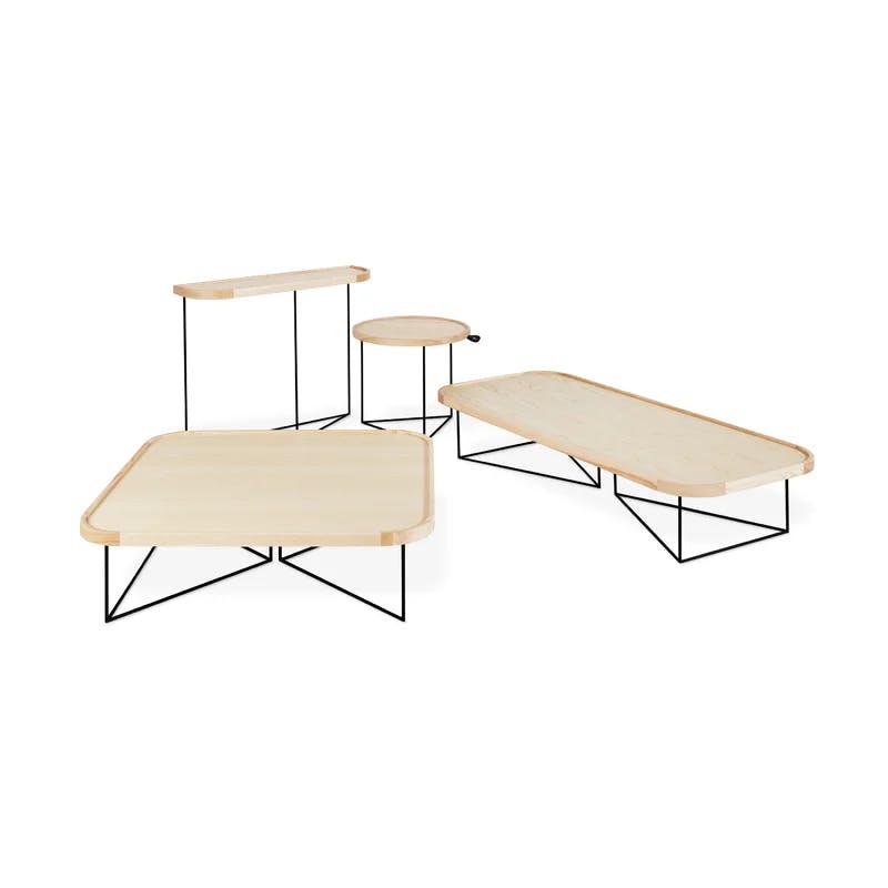 Porter Series Rectangular Blonde Ash Wood & Metal Coffee Table