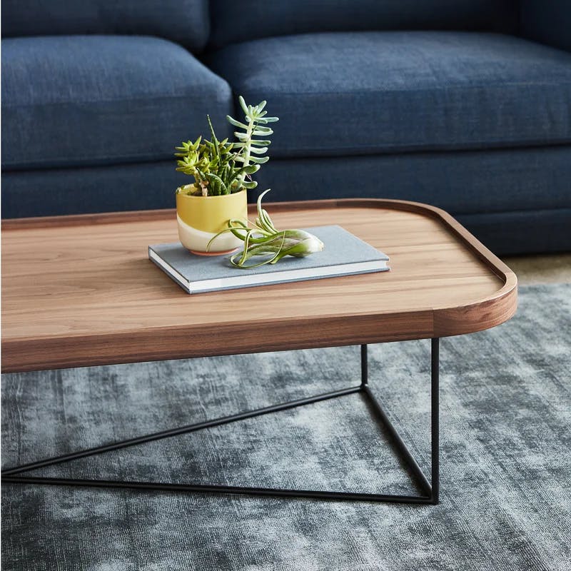 Porter Series Rectangular Blonde Ash Wood & Metal Coffee Table