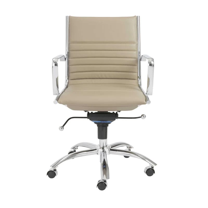 Taupe Swivel Bungee Office Chair with Chromed Steel Base