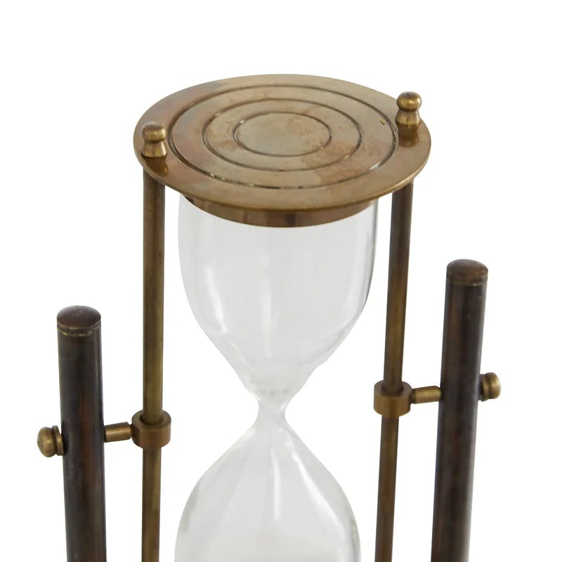 Elegant Antique Bronze Brass Hourglass with White Sand