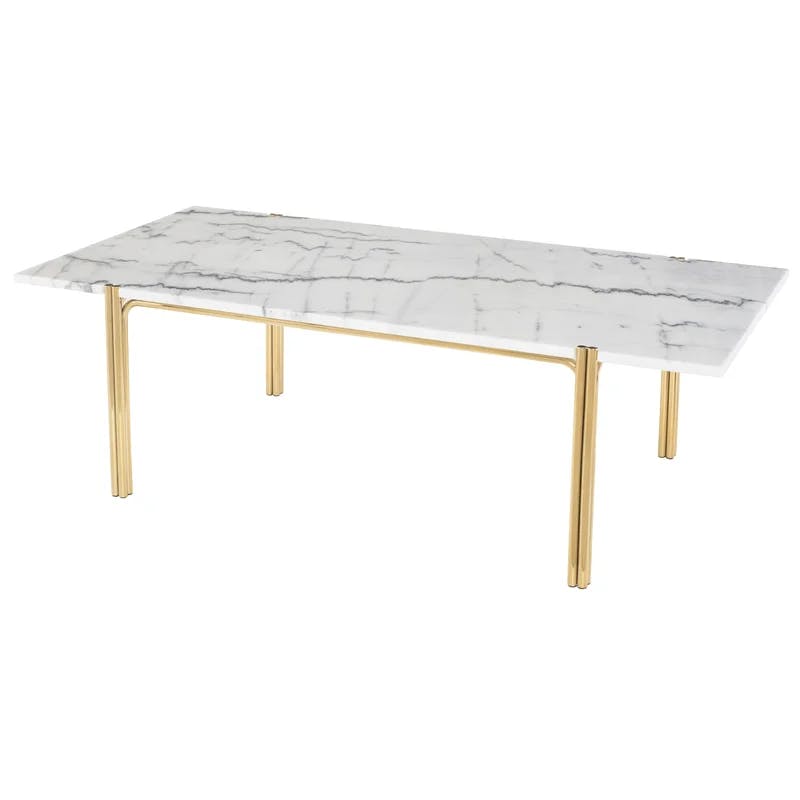 Elegant Rectangular Marble Coffee Table with Textured Top