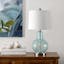 Elegant Atlas 16" Blue Crackle Glass Table Lamp with Light Grey Shade
