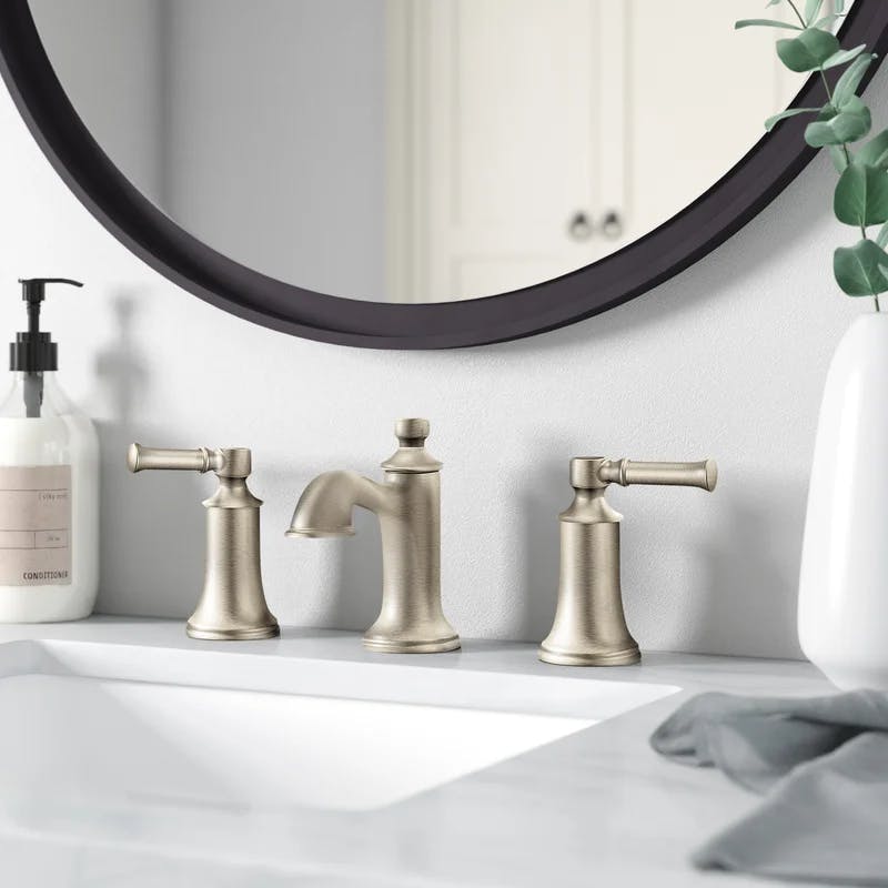 Elegant Modern 5'' High Arc Black Nickel Widespread Bathroom Faucet