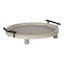 Rustic Gray Distressed Wooden Round Tray with Metal Handles