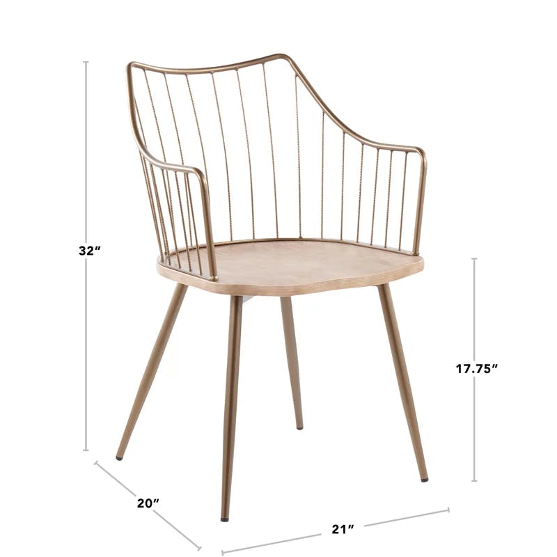 Windsor High Slat Back Arm Chair in Antique Copper and White Wash